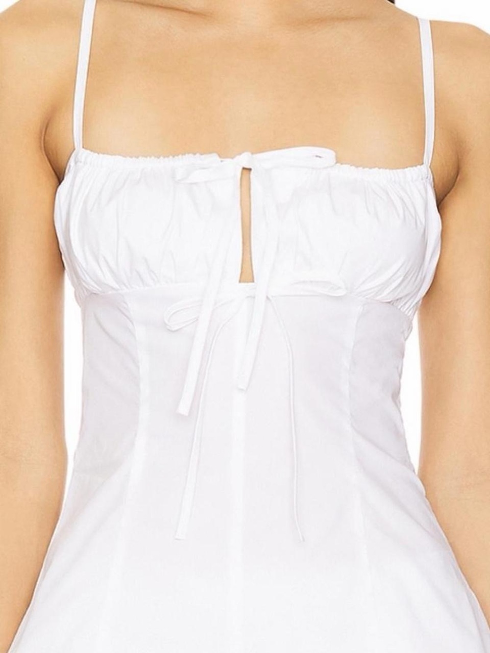 White Spaghetti Strap Tank Top with Tie Front